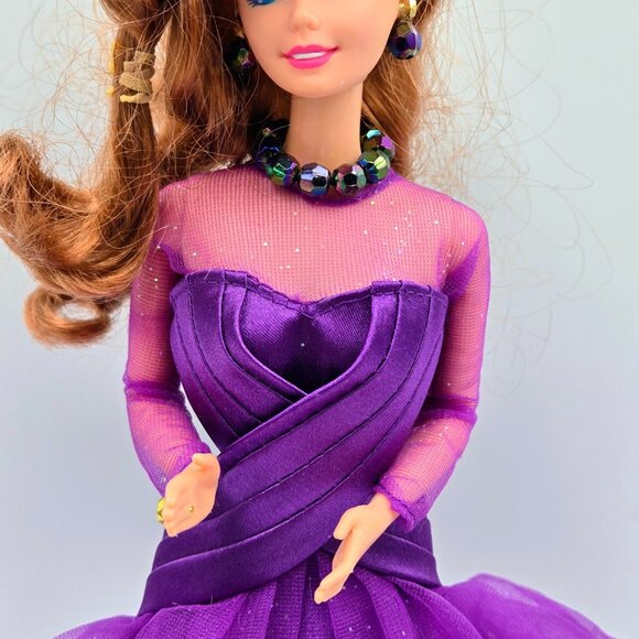 Purple Passion 1995 Barbie Doll Brunette Readhead Mattel Dress Earrings 13555 Re - Picture 3 of 16